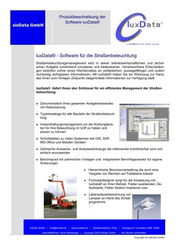 luxData® - Software für die Straßenbeleuchtung - SixData GmbH