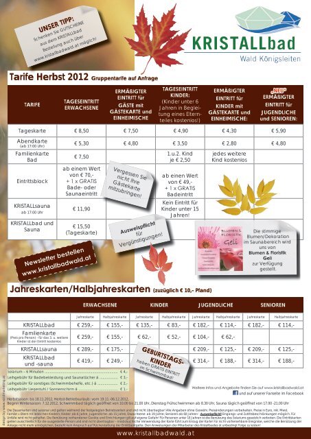 HERBSTPROGRAMM 2012 - Wald im Pinzgau