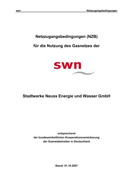 Netzzugangsbedingungen (NZB) für die ... - Stadtwerke Neuss
