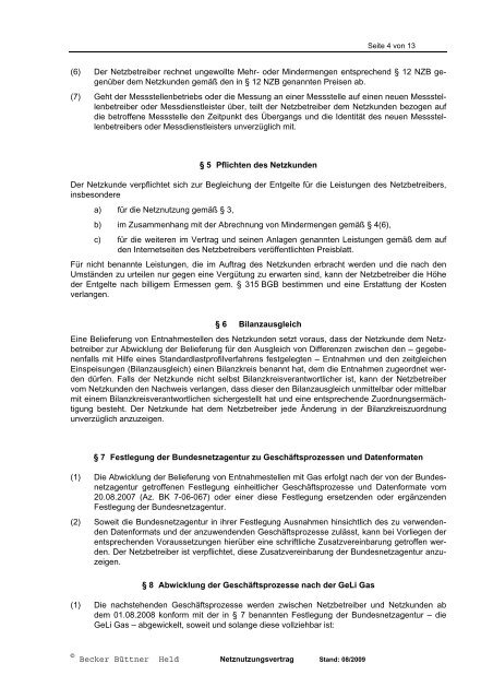 Stadtwerke Sangerhausen GmbH Netznutzungsvertrag Kunde (Gas)