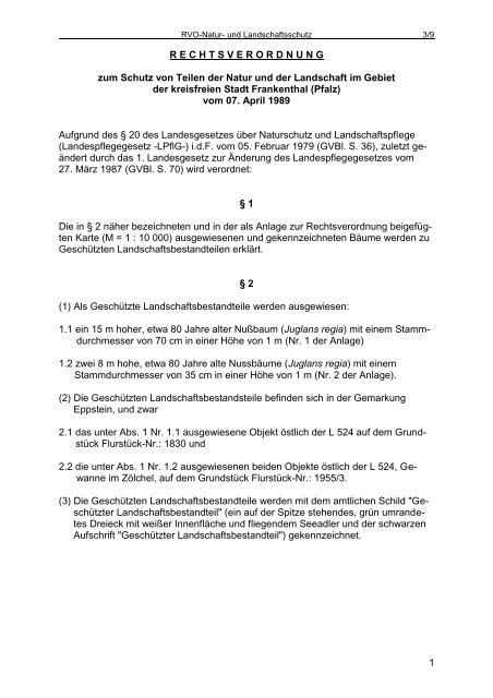 Rechtsverordnung - Natur- und Landschaftsschutz - Stadt Frankenthal