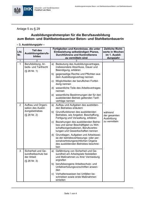 Ausbildungsrahmenplan Beton- und Stahlbetonbauer/zur Beton ...