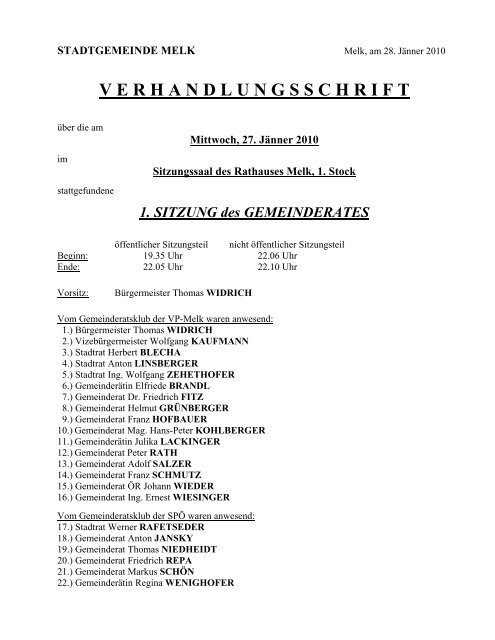 GR-Sitzung 100127 (91 KB) - .PDF - Stadtgemeinde Melk