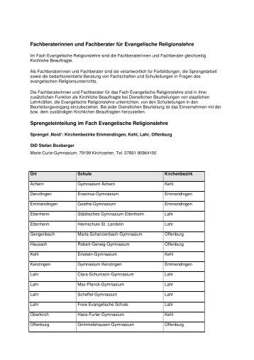 Sprengelliste der Fachberater und Fachberaterinnen - Die ...