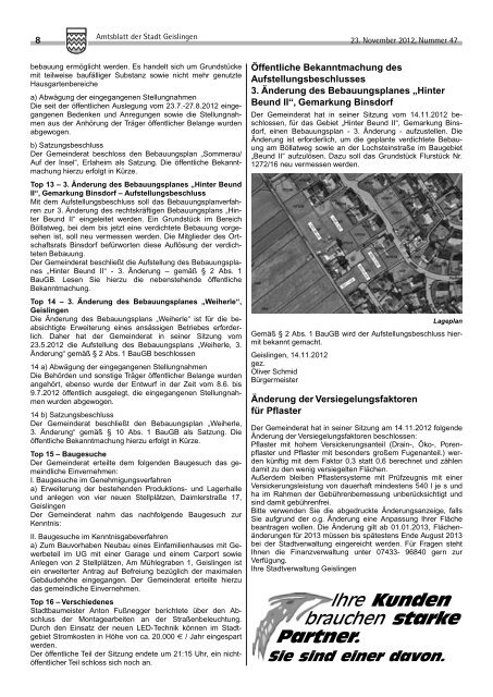 Amtsblatt Geislingen KW 47