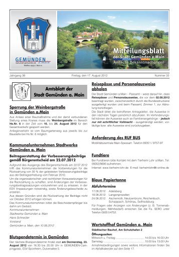 Mitteilungsblatt Nr. 33 vom 17.08.2012.pdf - Stadt Gemünden am Main