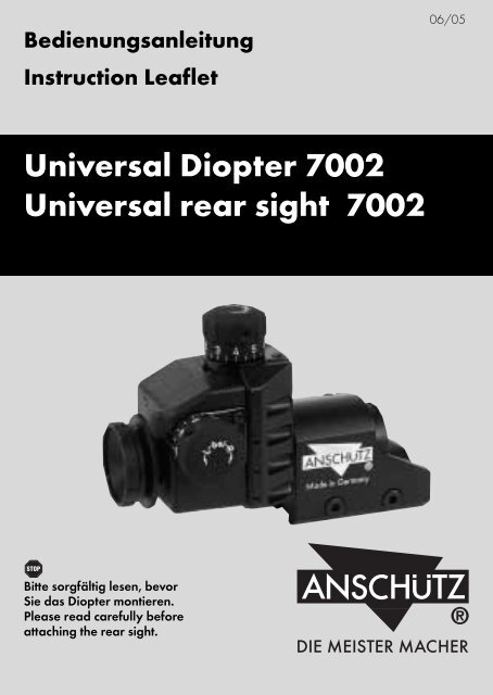 Universal Diopter 7002 Universal rear sight 7002 - JG ANSCHÜTZ ...