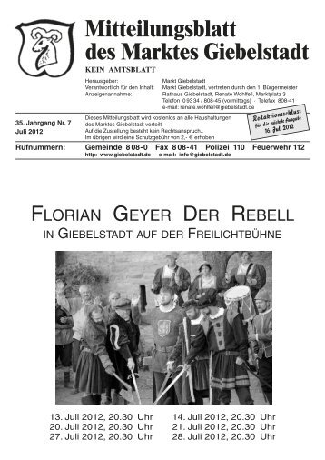 Mitteilungsblatt des Marktes Giebelstadt - Markt Giebelstadt