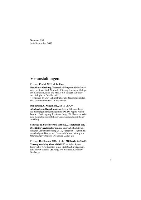 Nr 191 Verein Der Freunde Der Salzburger Geschichte