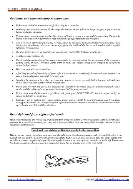 User's guide for: SHARPS RIFLE - Frankonia