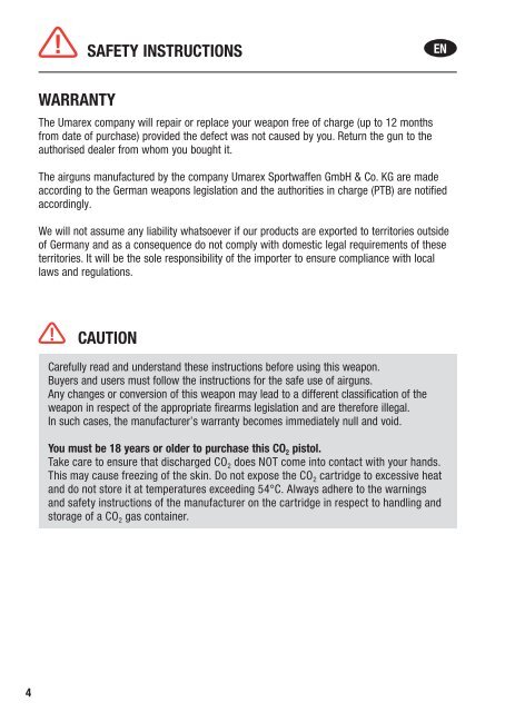 CO2 cal. 4.5 mm (.177) Operating instructions 3 - 13 ... - Frankonia