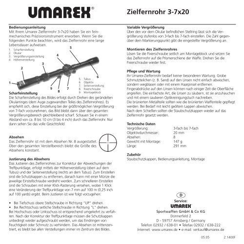 Zielfernrohr 3-7x20 - Umarex