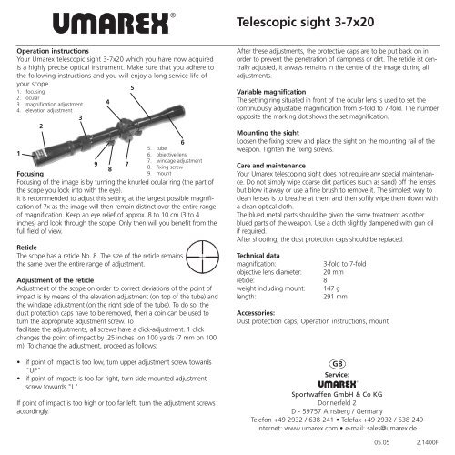 Zielfernrohr 3-7x20 - Umarex