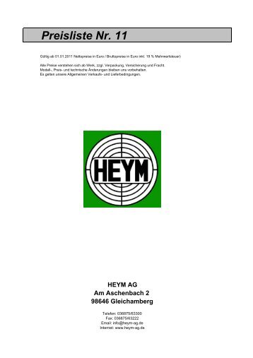 Preisliste Nr. 11 - Heym Waffenfabrik GmbH