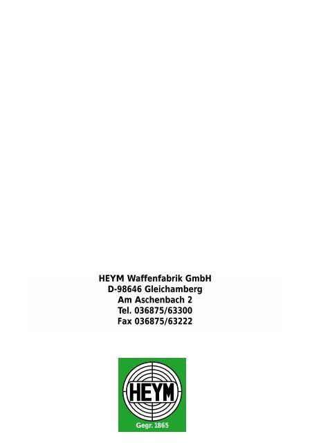 BEDIENUNGSANLEITUNG - Heym Waffenfabrik GmbH