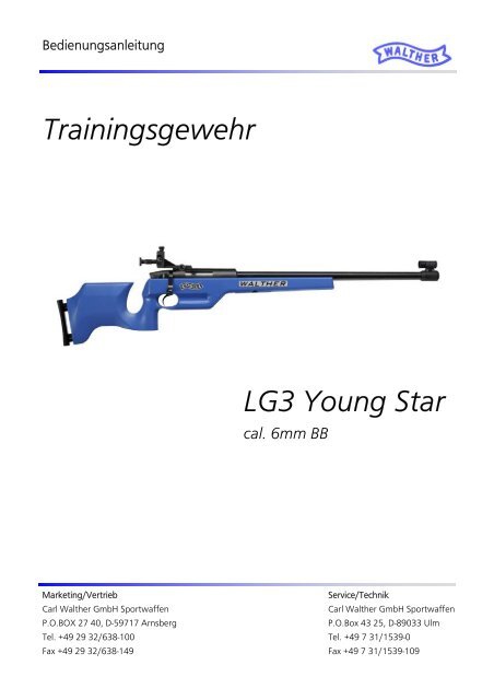 Walther LG3 Young-Star Bedienungsanleitung D