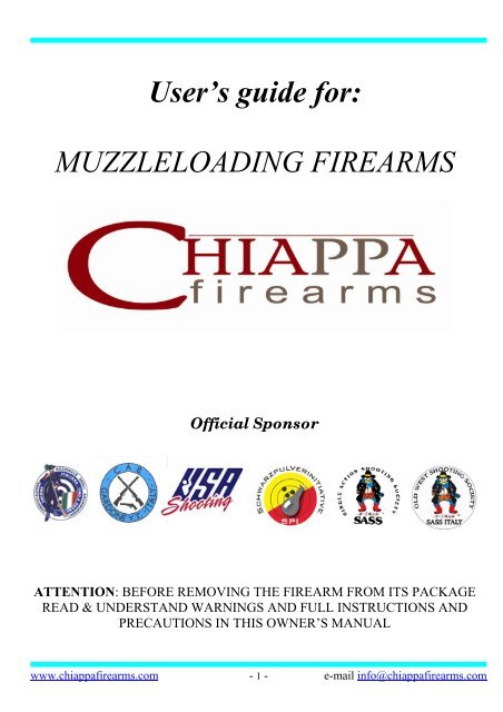 User's guide for: MUZZLELOADING FIREARMS - Frankonia