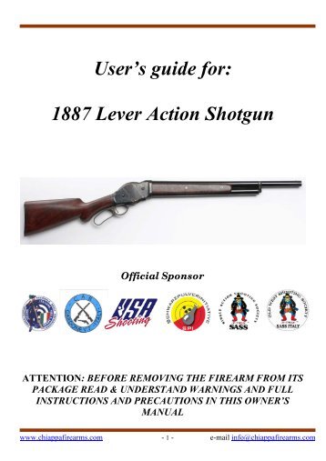 User's guide for: 1887 Lever Action Shotgun - Legacy Sports ...