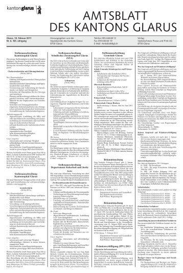 Amtsblatt des Kantons Glarus, 10.2.2011 - Glarus24.ch