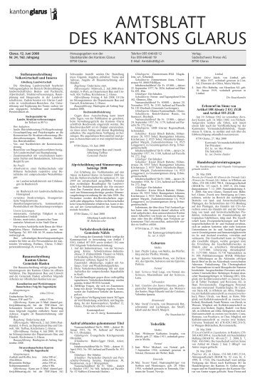 Amtsblatt des Kantons Glarus, 12.6.2008 - Glarus24.ch