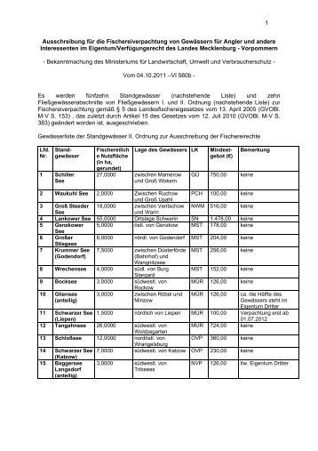 Ausschreibung für die Fischereiverpachtung - Landgesellschaft ...