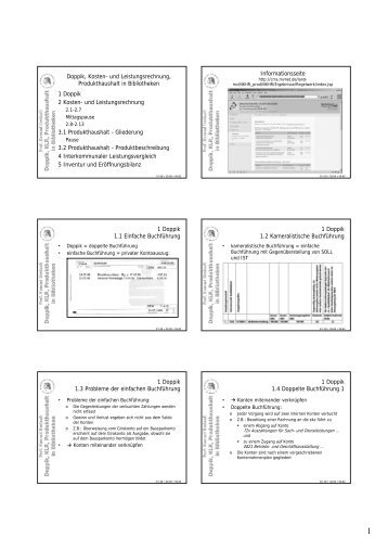 Doppik, Kosten- und Leistungsrechnung, Produkthaushalt in ...