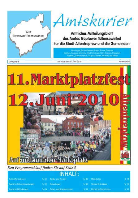 Amtliches Mitteilungsblatt des Amtes Treptower ... - Stadt Altentreptow