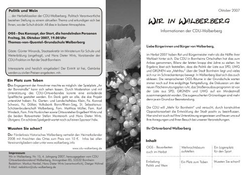 070923 Blättchen Oktober 2007 - CDU Walberberg