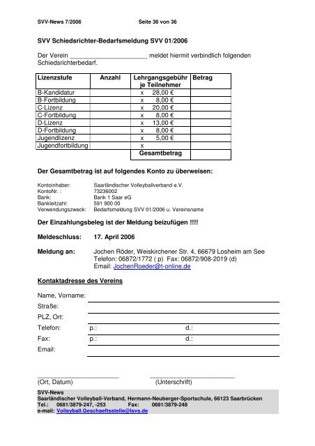 SVV-News - Saarländischer Volleyballverband eV