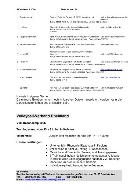 SVV-News-5-2006 1 - Saarländischer Volleyballverband eV