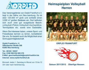 Heimspielplan Volleyball Herren - Orplid Frankfurt eV