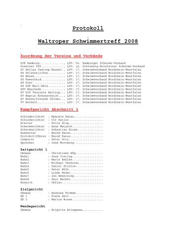 Protokoll Waltroper Schwimmertreff 2008 - Alte Homepage