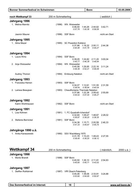 Wettkampf 29 - SSF Bonn 1905 e.V.