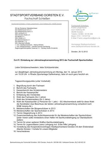 STADTSPORTVERBAND DORSTEN - Schützenkreis Haltern ...