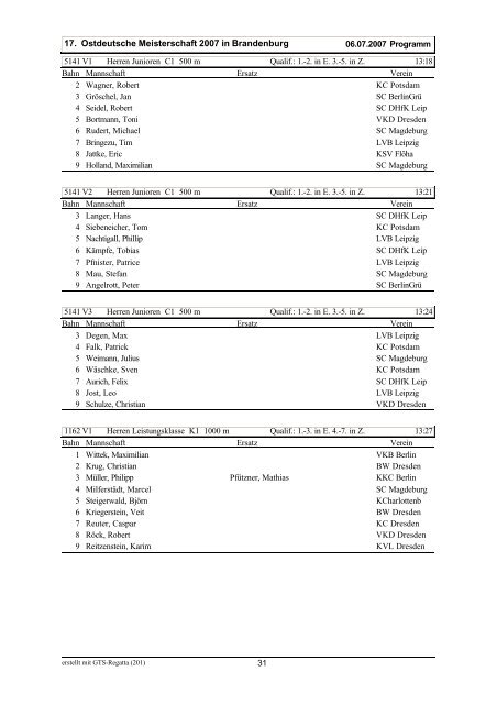 17. Ostdeutsche Meisterschaft 2007 unkorrigiertes Programm