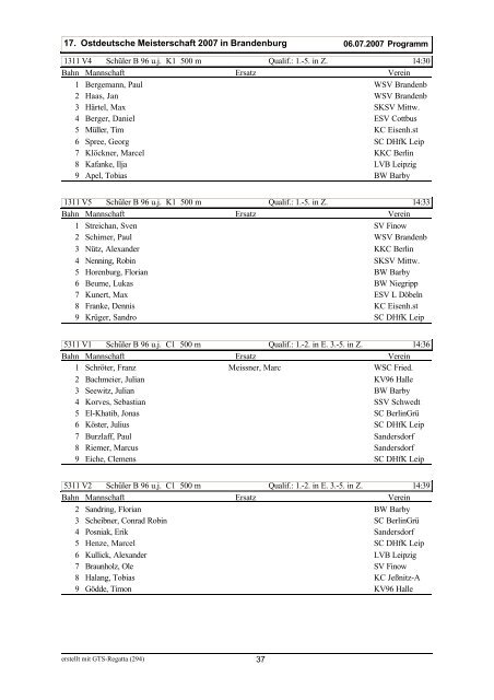 17. Ostdeutsche Meisterschaft 2007 unkorrigiertes Programm