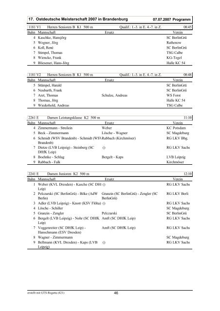 17. Ostdeutsche Meisterschaft 2007 unkorrigiertes Programm