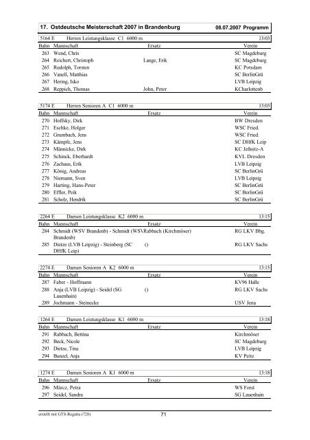 17. Ostdeutsche Meisterschaft 2007 unkorrigiertes Programm