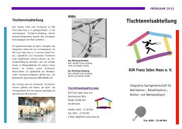 Flyer zur Tischtennis-Abteilung - Franz Sales Haus