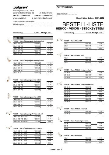 HENCO - VISION - STECKSYSTEM - bei Polysan