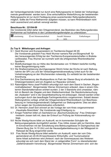 Niederschrift der Ratssitzung vom 11.07.2005