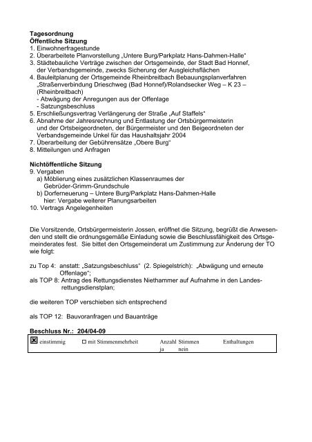 Niederschrift der Ratssitzung vom 11.07.2005