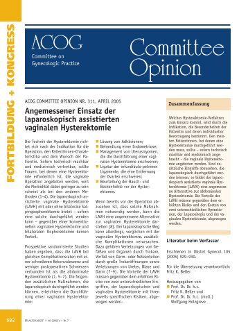 ACOG-Opinion / F.K Beller, D. Wallwiener - Frauenarzt