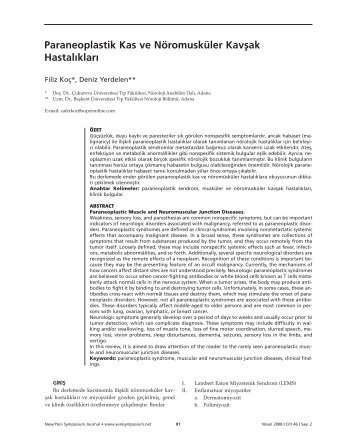 Paraneoplastik Kas ve Nöromusküler Kavflak ... - Yeni Symposium