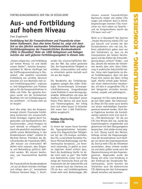Aus Und Fortbildung Auf Hohem Niveau Frauenarzt