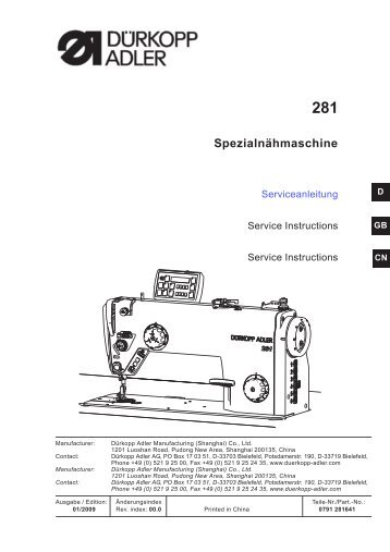 281 Spezialnähmaschine - Durkopp Adler AG