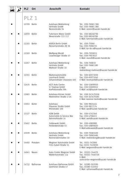 Suzuki Händlerverzeichnis