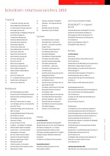 Schulblatt-Inhaltsverzeichnis 2003 - alv