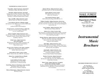 Instrumental Music Brochure - Wake Forest University