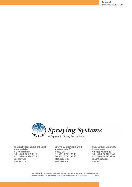 Tank- und Behälterreinigung - Spraying Systems Deutschland GmbH